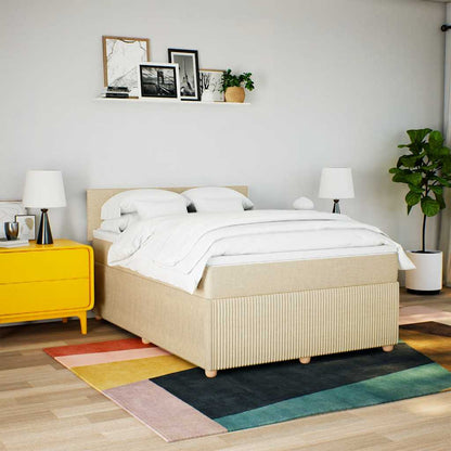 Giroletto a Molle con Materasso Crema 140x19 cm in Tessuto | homemem39