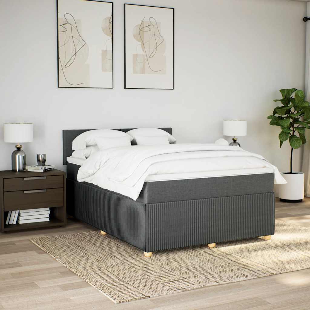 Giroletto a Molle con Materasso Grigio Scuro 140x200cm Tessuto | homemem39