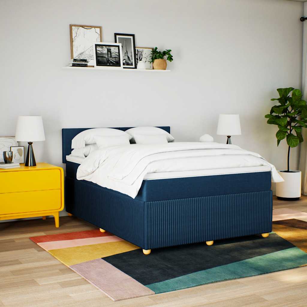 Giroletto a Molle con Materasso Blu 140x200 cm in Tessuto | homemem39