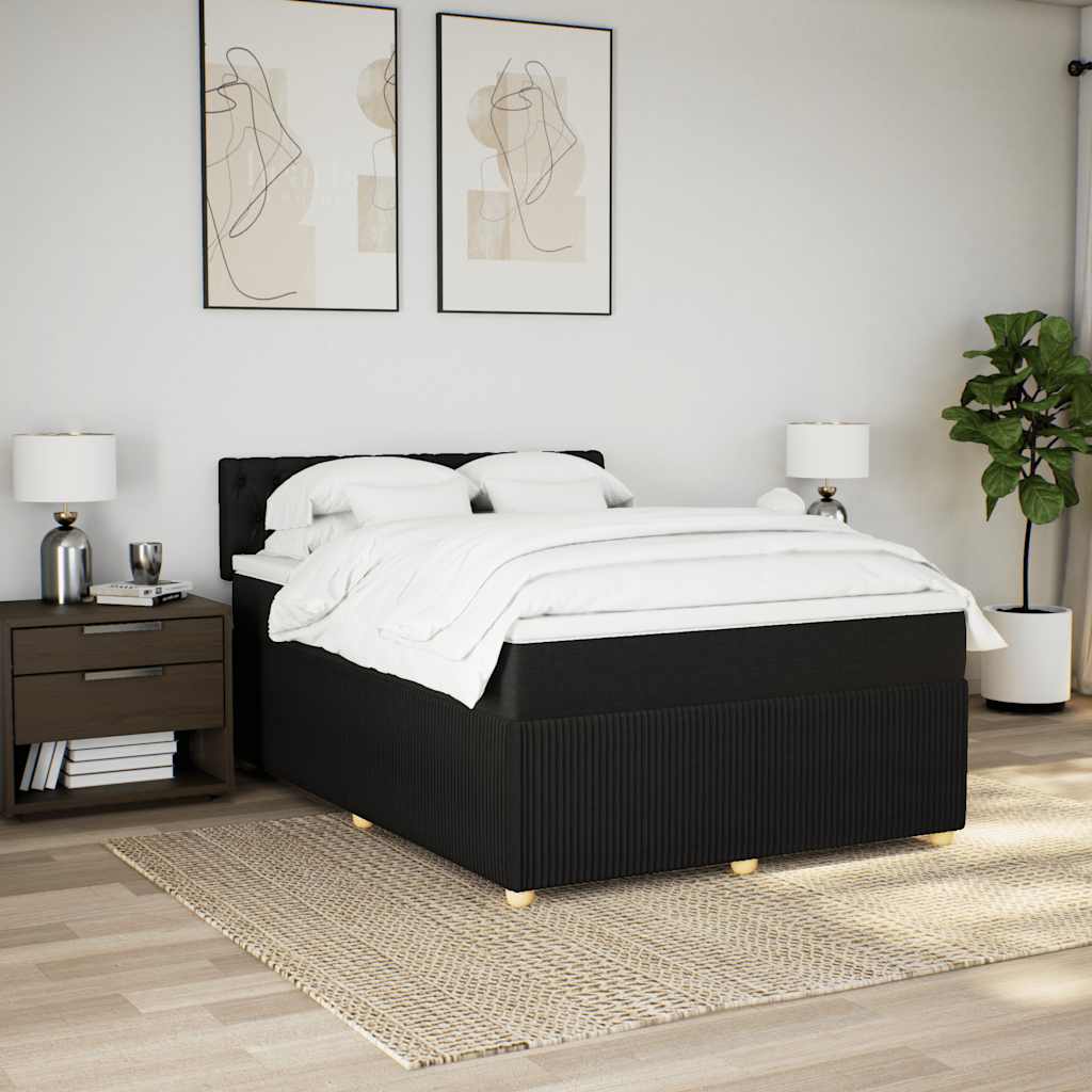 Giroletto a Molle con Materasso Nero 140x200 cm in Tessuto | homemem39