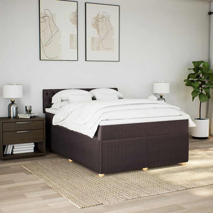 Giroletto a Molle con Materasso Marrone Scuro 140x200cm Tessuto | homemem39