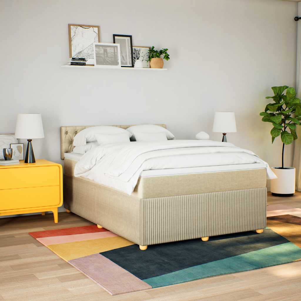 Giroletto a Molle con Materasso Crema 140x200 cm in Tessuto | homemem39