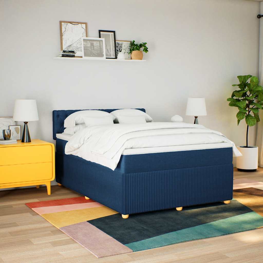 Giroletto a Molle con Materasso Blu 140x200 cm in Tessuto | homemem39