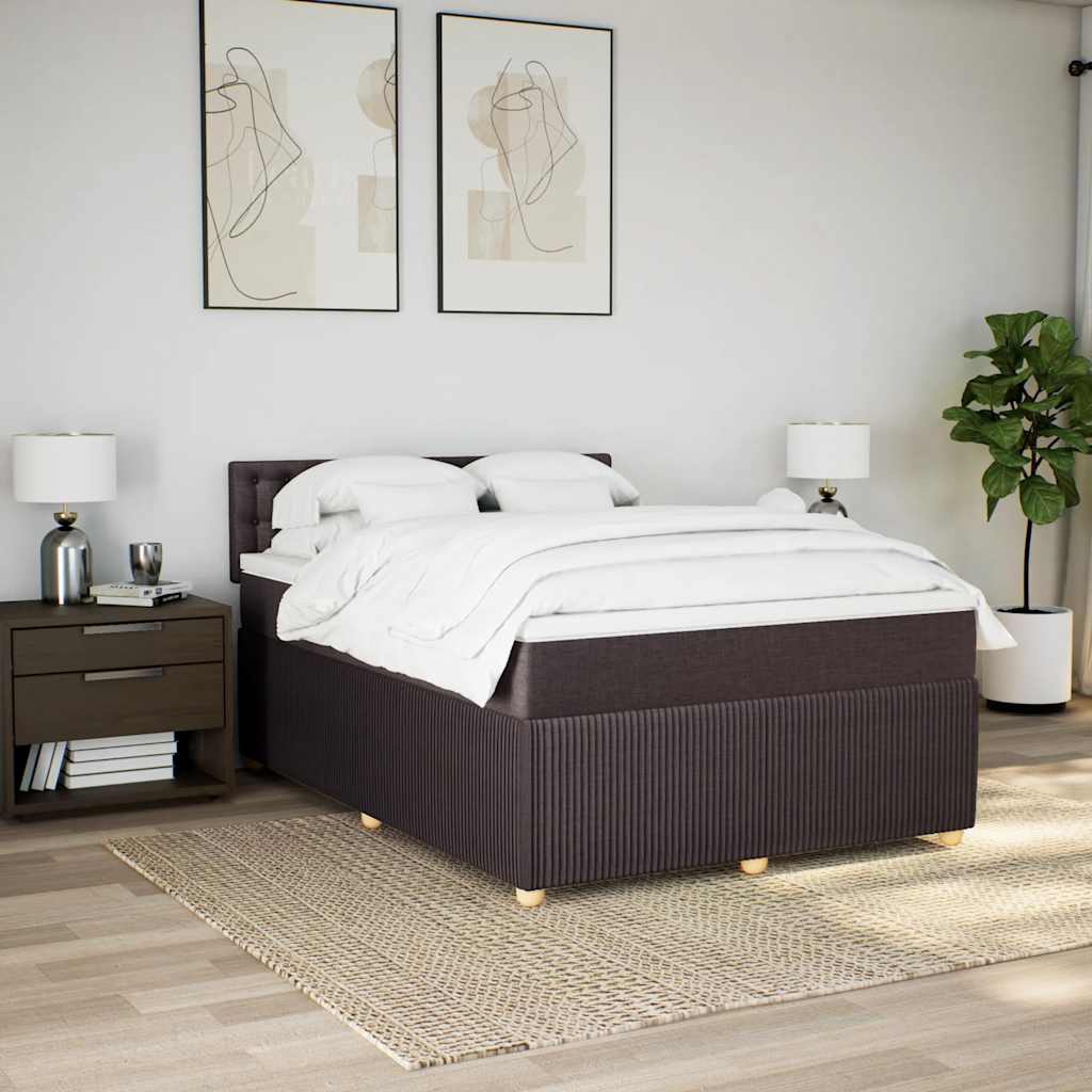 Giroletto a Molle con Materasso Marrone Scuro 140x200cm Tessuto | homemem39