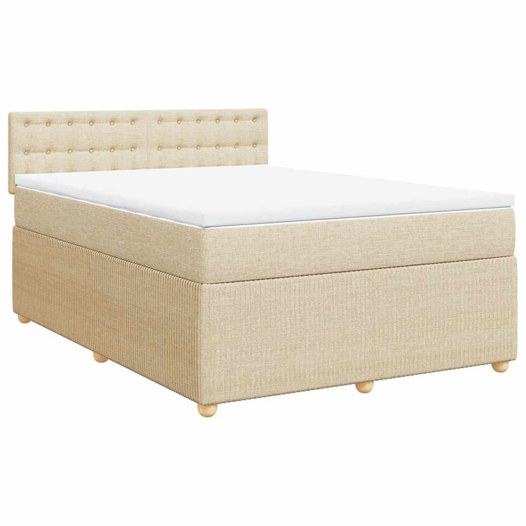 Giroletto a Molle con Materasso Crema 140x200 cm in Tessuto | homemem39