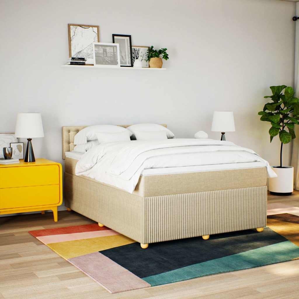 Giroletto a Molle con Materasso Crema 140x200 cm in Tessuto | homemem39
