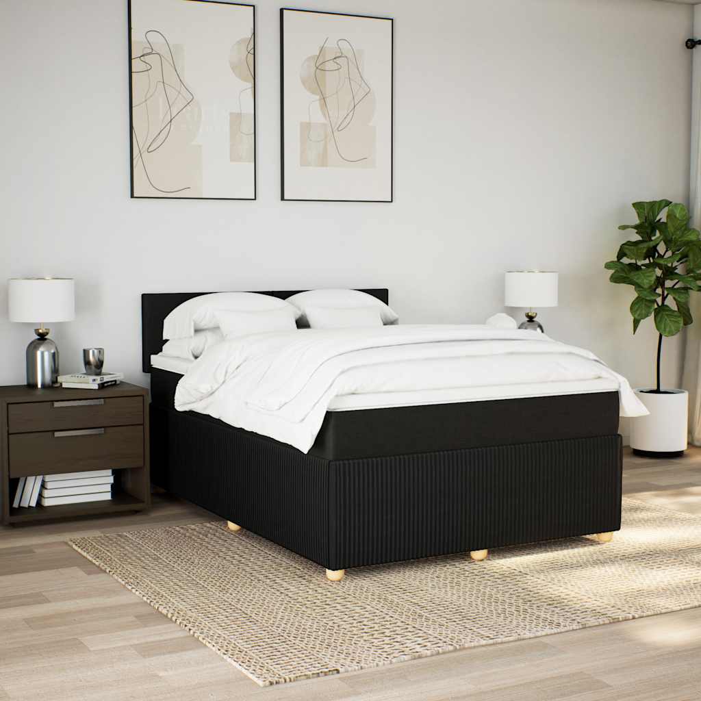 Giroletto a Molle con Materasso Nero 160x200 cm in Tessuto | homemem39