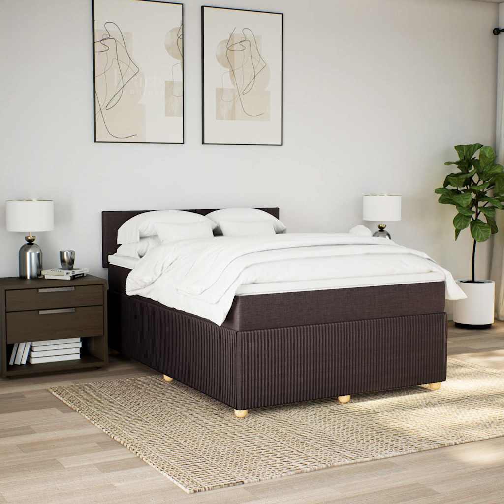 Giroletto a Molle con Materasso Marrone Scuro 160x200cm Tessuto | homemem39