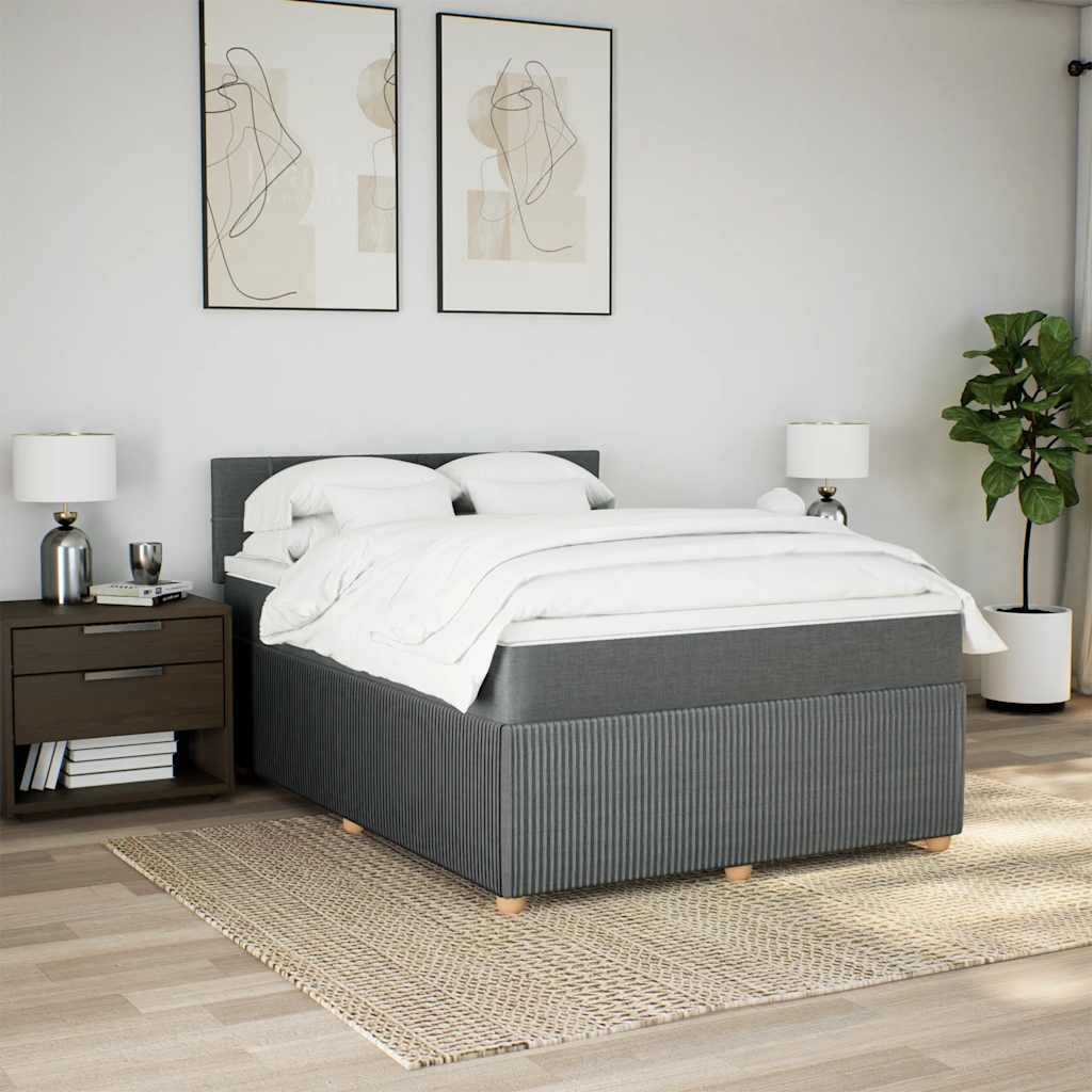 Giroletto a Molle con Materasso Grigio Scuro 160x200 cm Tessuto | homemem39