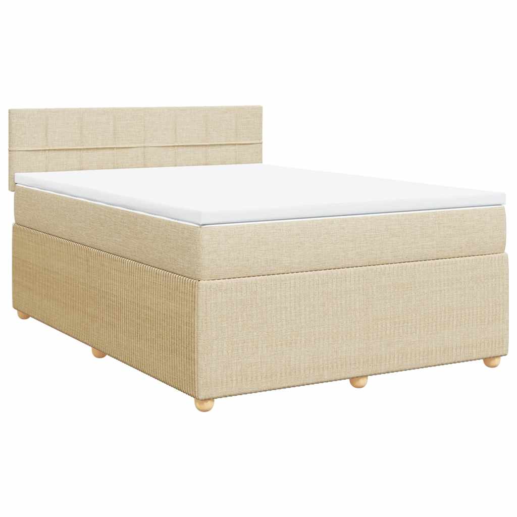 Giroletto a Molle con Materasso Crema 160x200 cm in Tessuto | homemem39