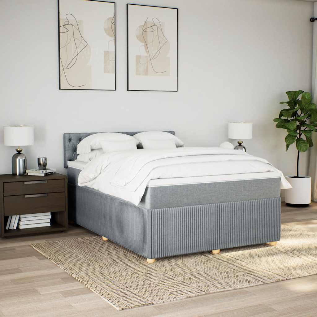 Giroletto a Molle con Materasso Grigio Chiaro 160x200cm Tessuto | homemem39