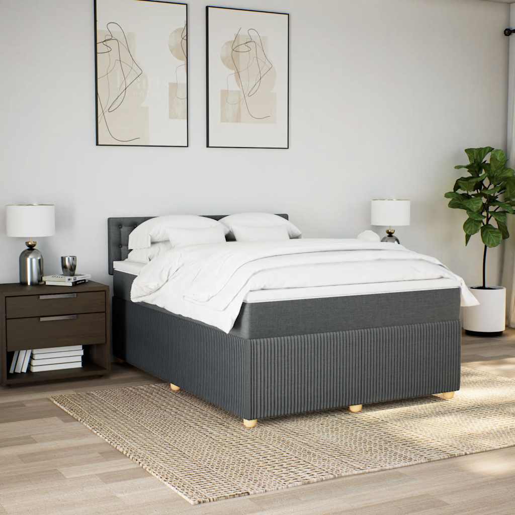 Giroletto a Molle con Materasso Grigio Scuro 160x200 cm Tessuto | homemem39