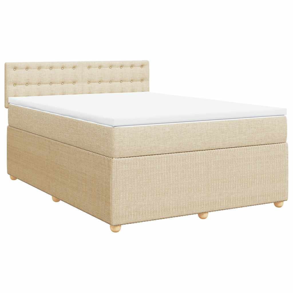 Giroletto a Molle con Materasso Crema 160x200 cm in Tessuto | homemem39