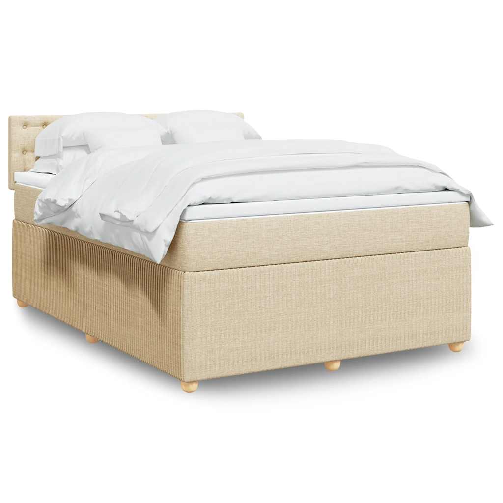 Giroletto a Molle con Materasso Crema 160x200 cm in Tessuto | homemem39