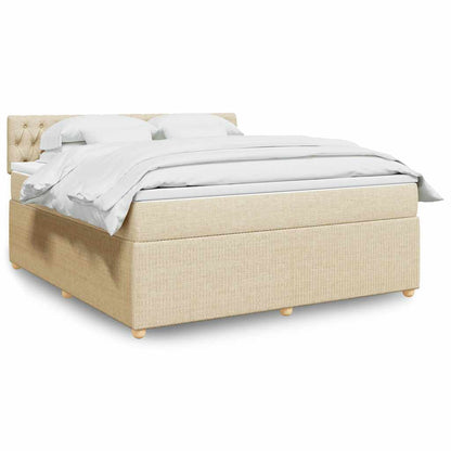 Giroletto a Molle con Materasso Crema 180x200 cm in Tessuto | homemem39