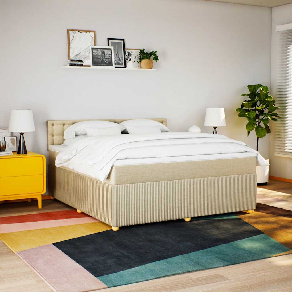 Giroletto a Molle con Materasso Crema 180x200 cm in Tessuto | homemem39