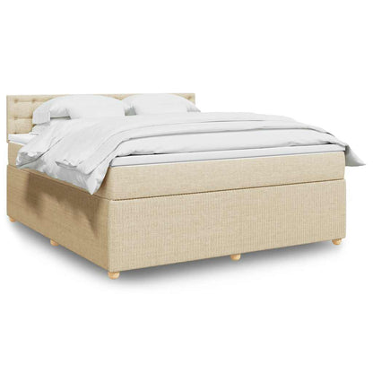 Giroletto a Molle con Materasso Crema 180x200 cm in Tessuto | homemem39