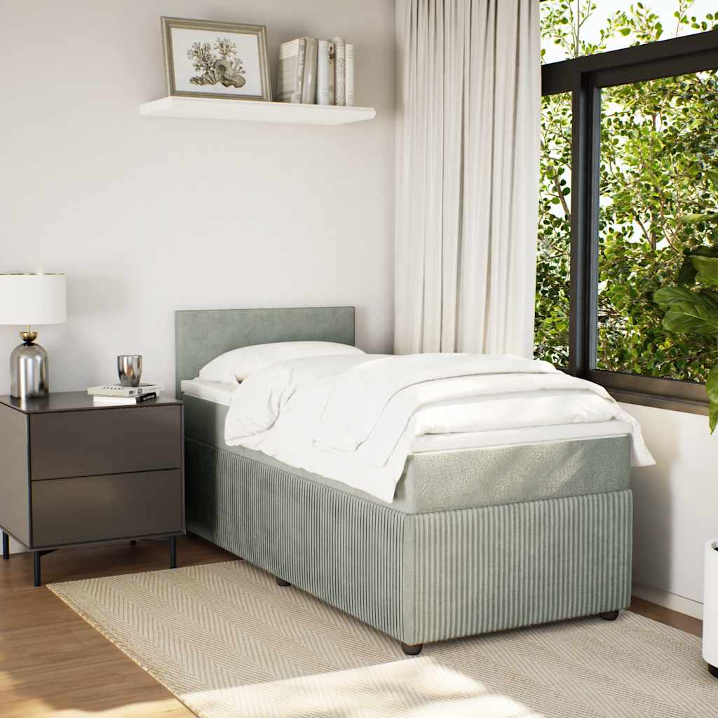 Giroletto a Molle con Materasso Grigio Chiaro 80x200 cm Velluto | homemem39
