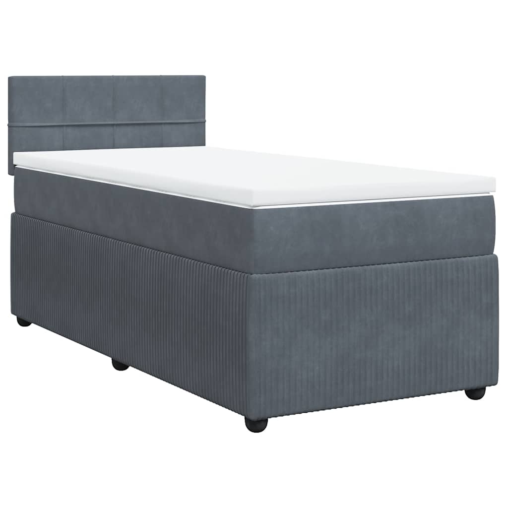 Giroletto a Molle con Materasso Grigio Scuro 80x200 cm Velluto | homemem39