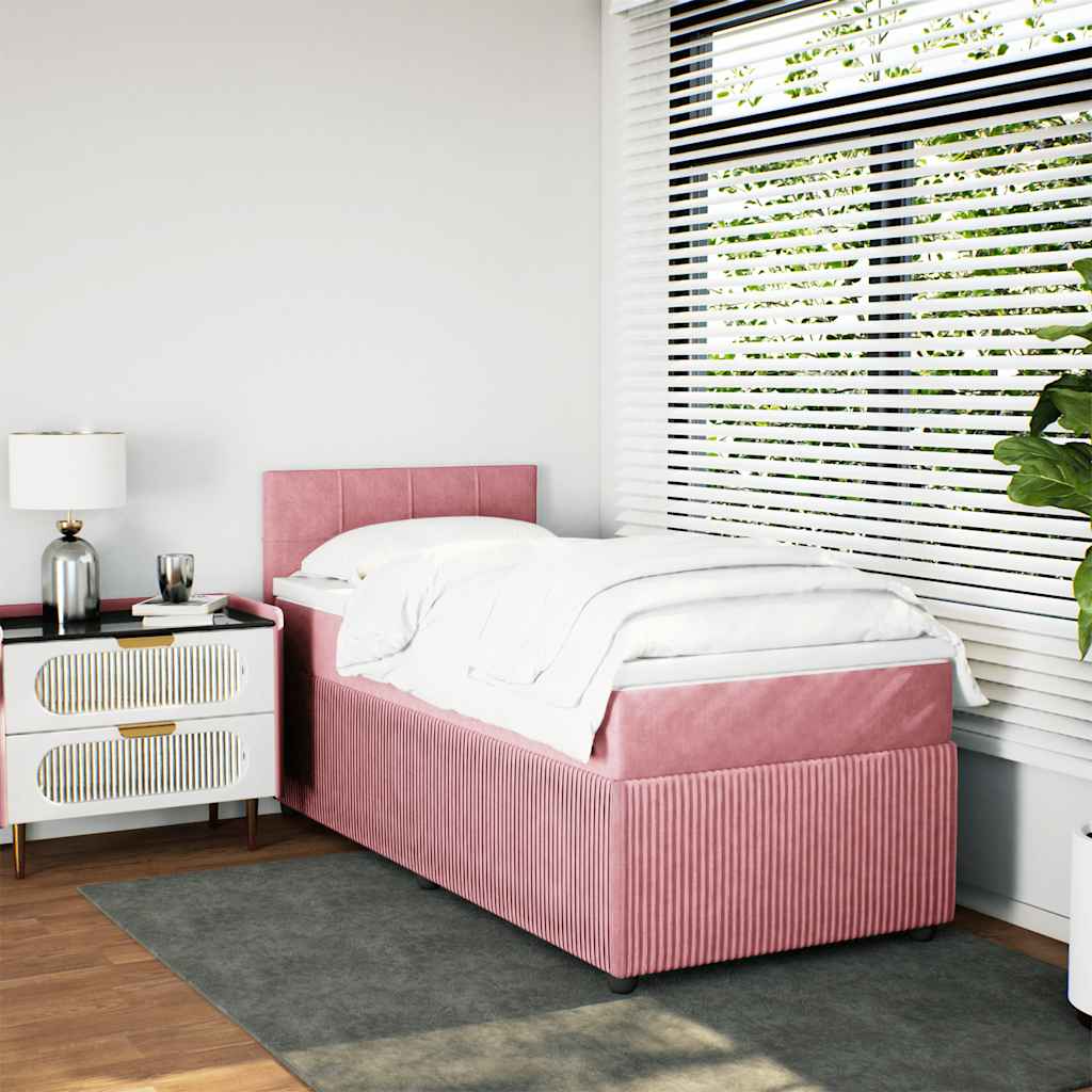 Giroletto a Molle con Materasso Rosa 80x200 cm in Velluto | homemem39