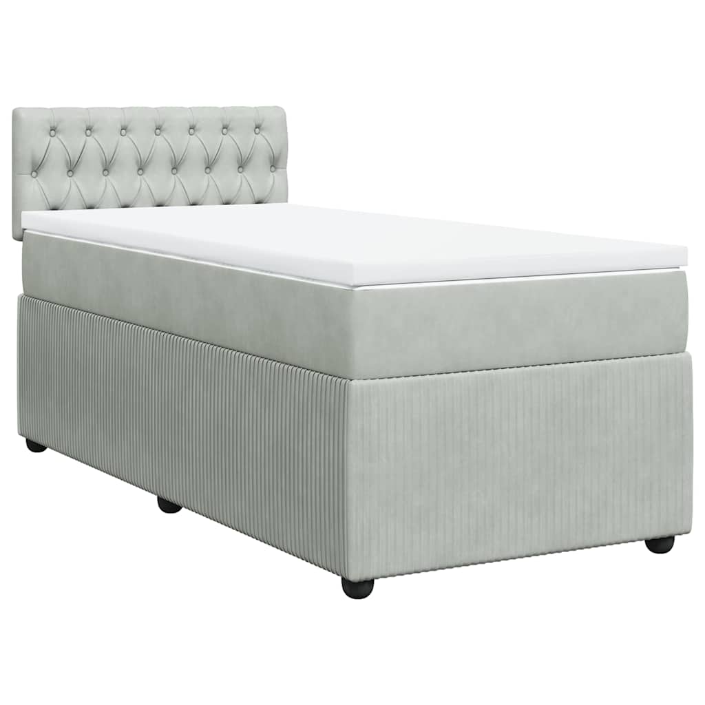Giroletto a Molle con Materasso Grigio Chiaro 80x200 cm Velluto | homemem39