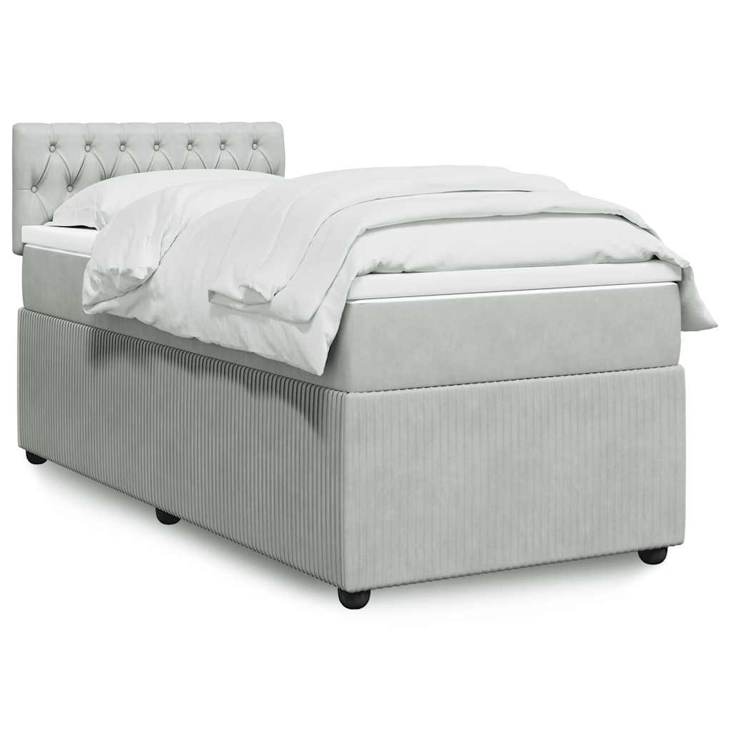 Giroletto a Molle con Materasso Grigio Chiaro 80x200 cm Velluto | homemem39