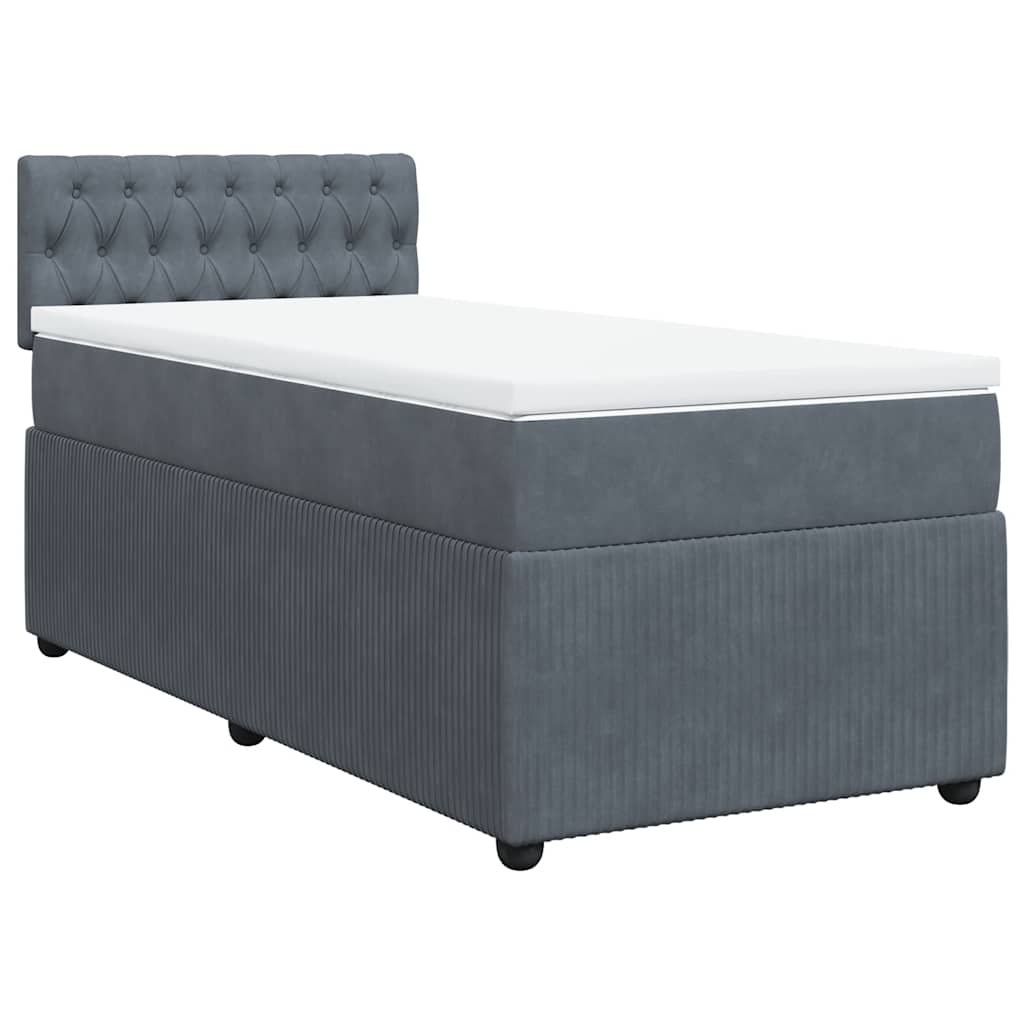 Giroletto a Molle con Materasso Grigio Scuro 80x200 cm Velluto | homemem39