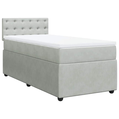 Giroletto a Molle con Materasso Grigio Chiaro 80x200 cm Velluto