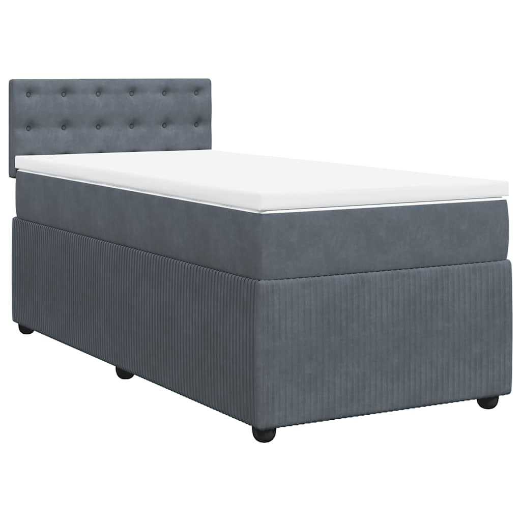 Giroletto a Molle con Materasso Grigio Scuro 80x200 cm Velluto | homemem39