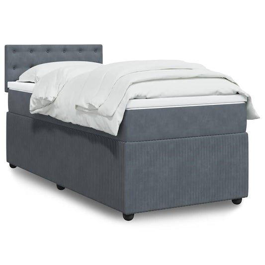 Giroletto a Molle con Materasso Grigio Scuro 80x200 cm Velluto