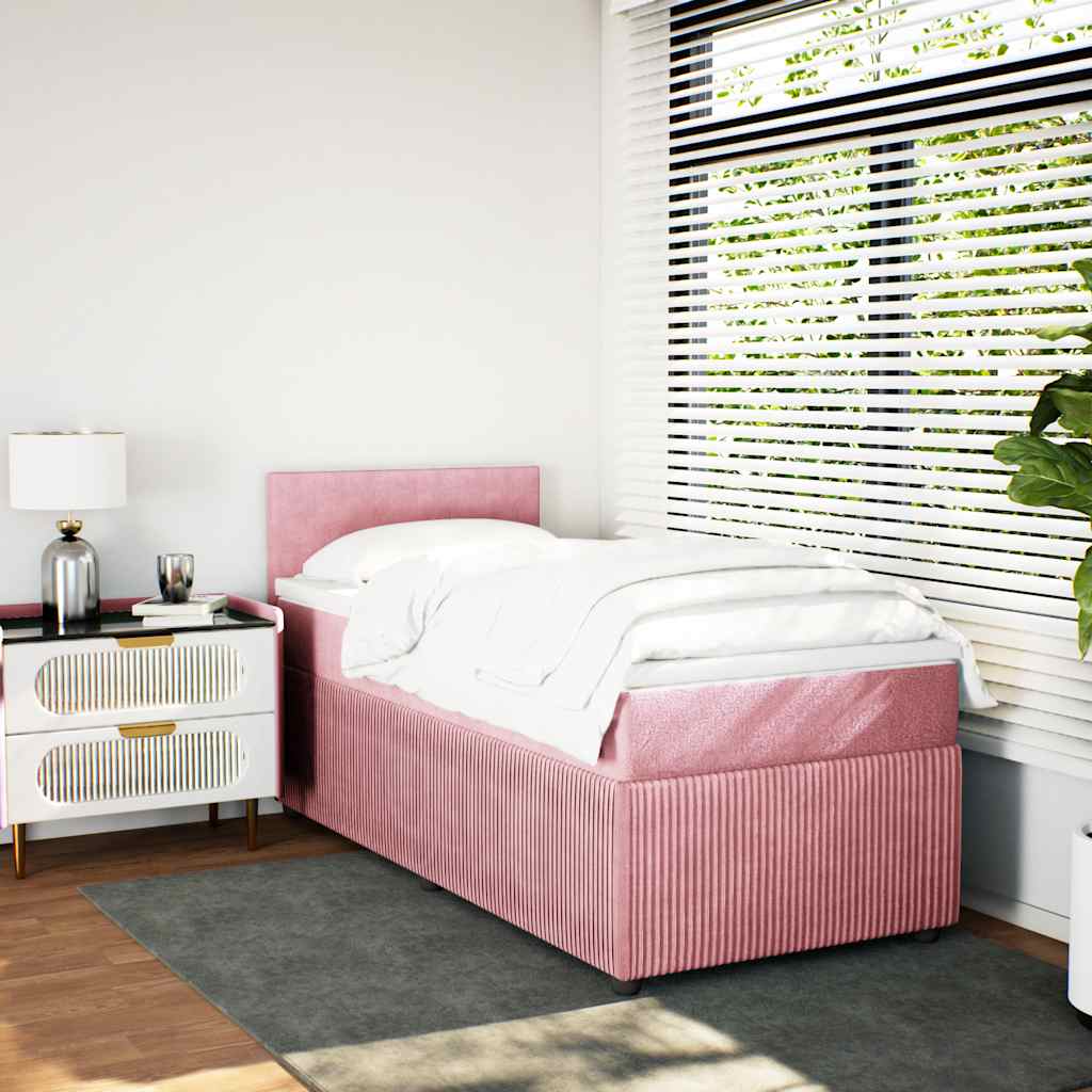 Giroletto a Molle con Materasso Rosa 90x190 cm in Velluto | homemem39