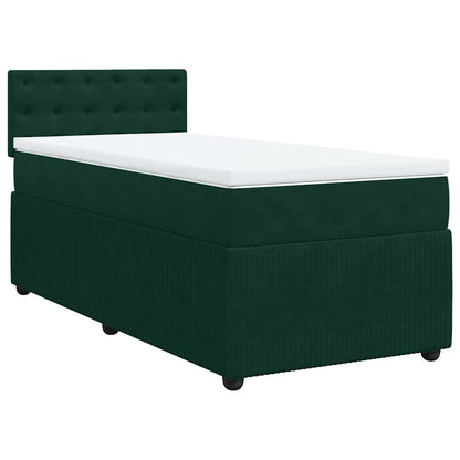 Giroletto a Molle con Materasso Verde Scuro 90x190 cm Velluto