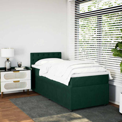 Giroletto a Molle con Materasso Verde Scuro 90x190 cm Velluto | homemem39