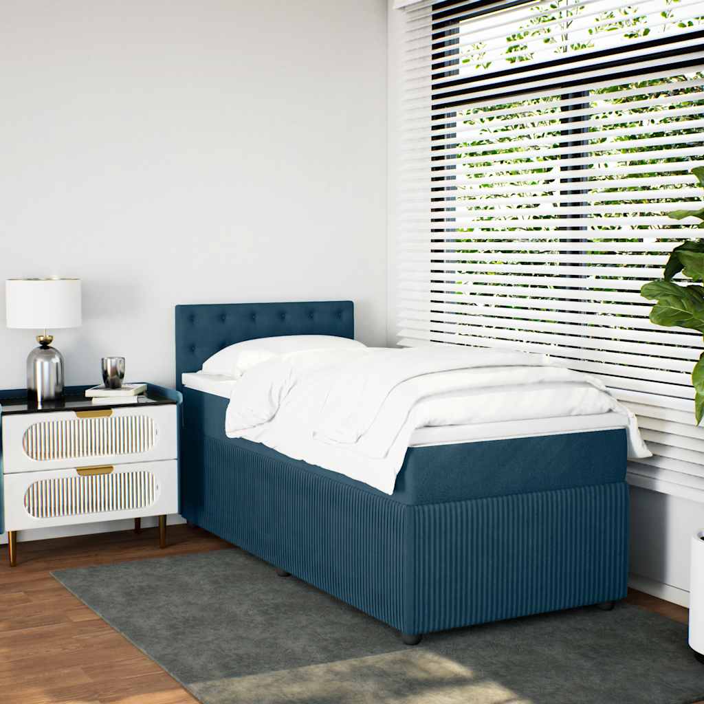 Giroletto a Molle con Materasso Blu 90x190 cm in Velluto