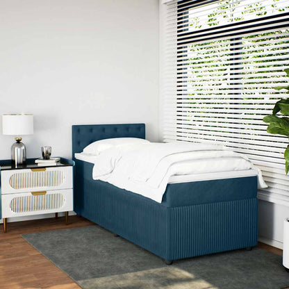 Giroletto a Molle con Materasso Blu 90x190 cm in Velluto
