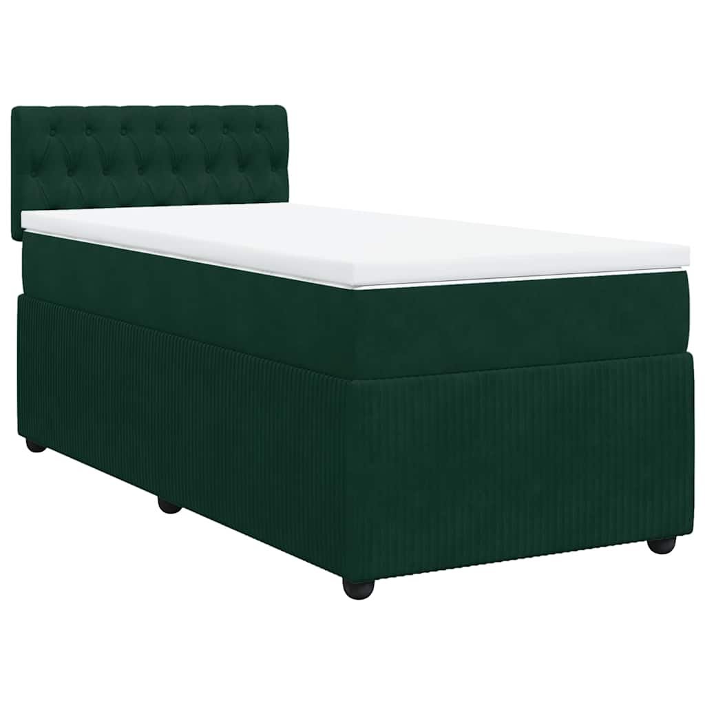 Giroletto a Molle con Materasso Verde Scuro 90x190 cm Velluto | homemem39
