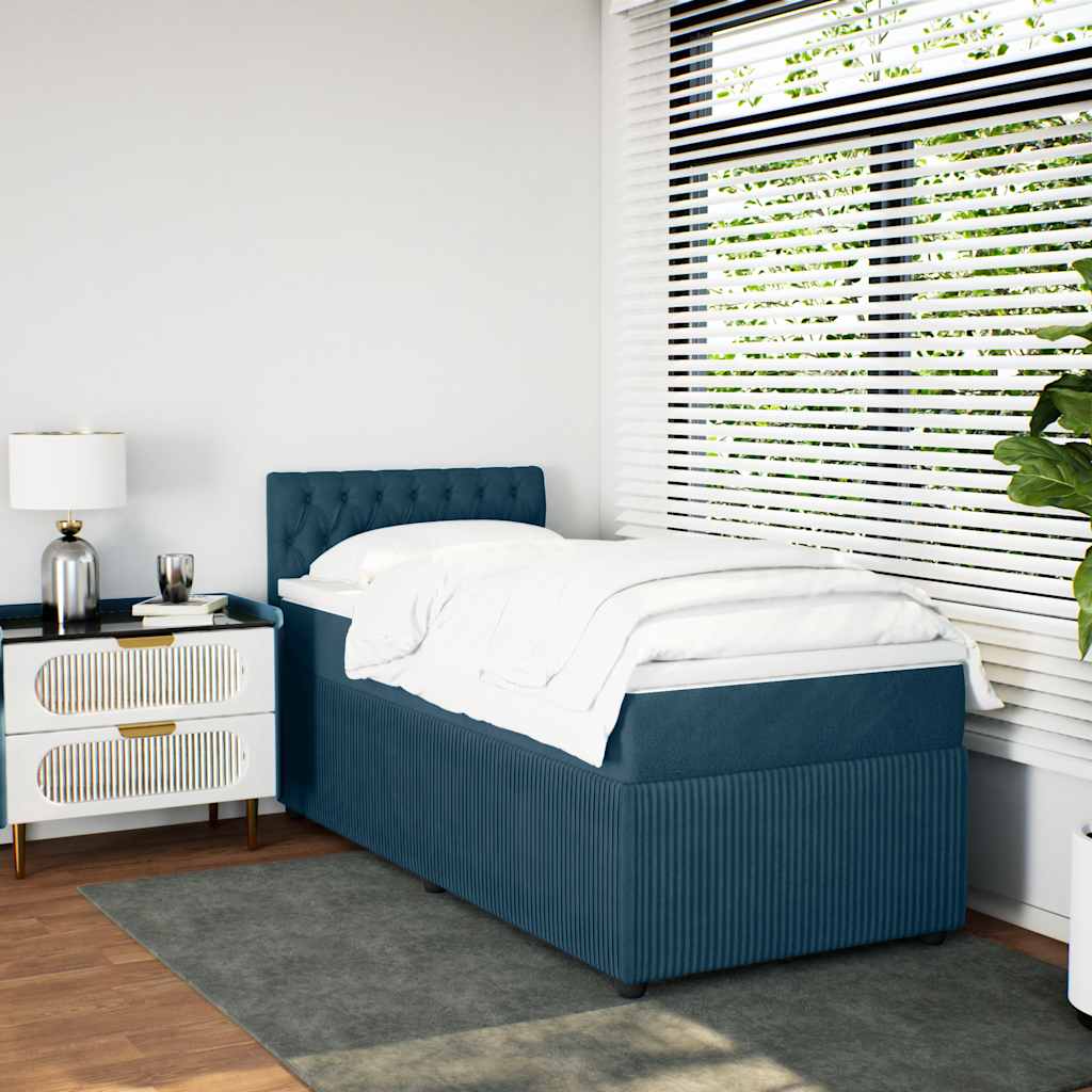 Giroletto a Molle con Materasso Blu 90x190 cm in Velluto | homemem39