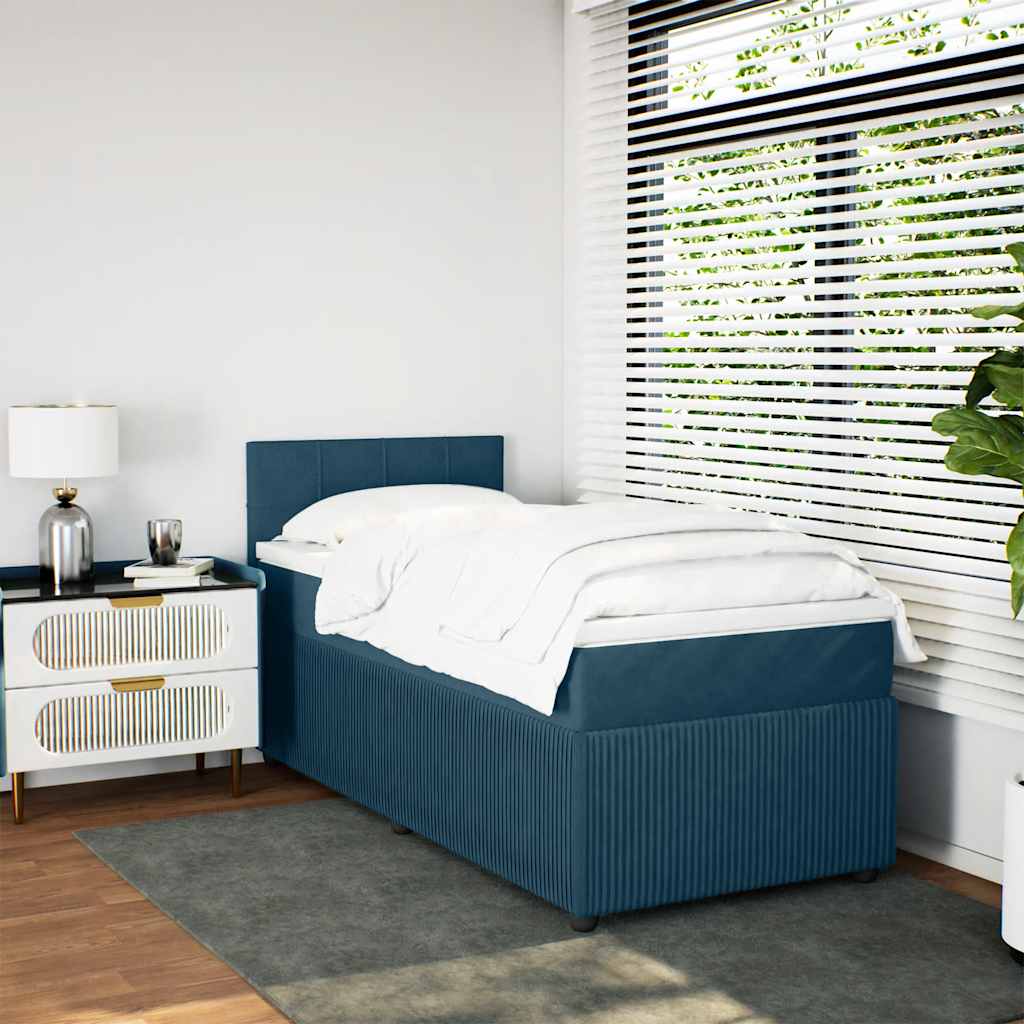 Giroletto a Molle con Materasso Blu 90x190 cm in Velluto | homemem39