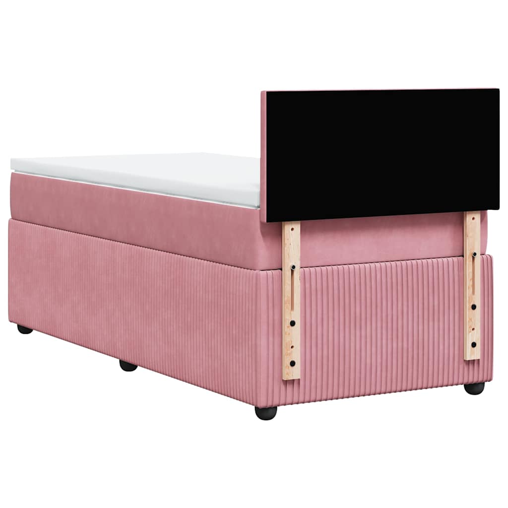 Giroletto a Molle con Materasso Rosa 90x200 cm in Velluto | homemem39