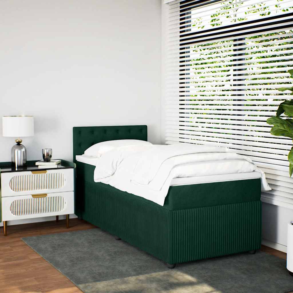 Giroletto a Molle con Materasso Verde Scuro 90x200 cm Velluto | homemem39