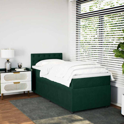 Giroletto a Molle con Materasso Verde Scuro 90x200 cm Velluto | homemem39
