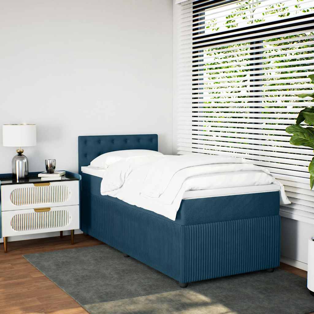 Giroletto a Molle con Materasso Blu 90x200 cm in Velluto