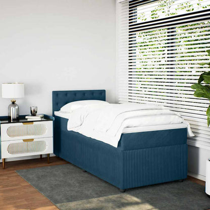 Giroletto a Molle con Materasso Blu 90x200 cm in Velluto