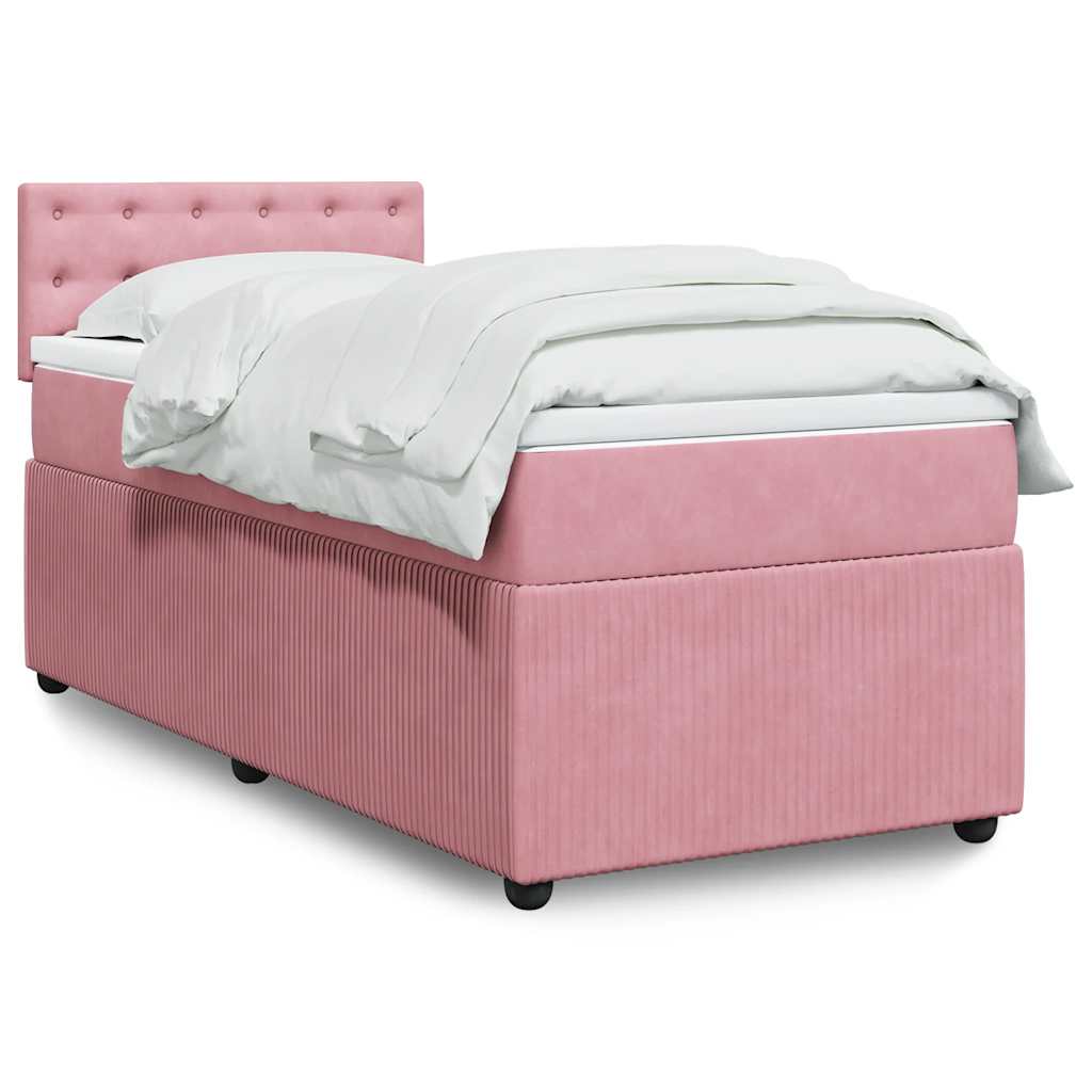 Giroletto a Molle con Materasso Rosa 90x200 cm in Velluto | homemem39