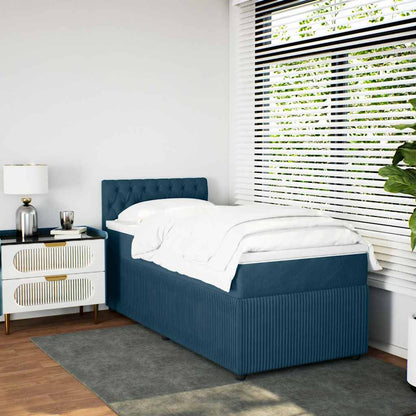 Giroletto a Molle con Materasso Blu 90x200 cm in Velluto | homemem39