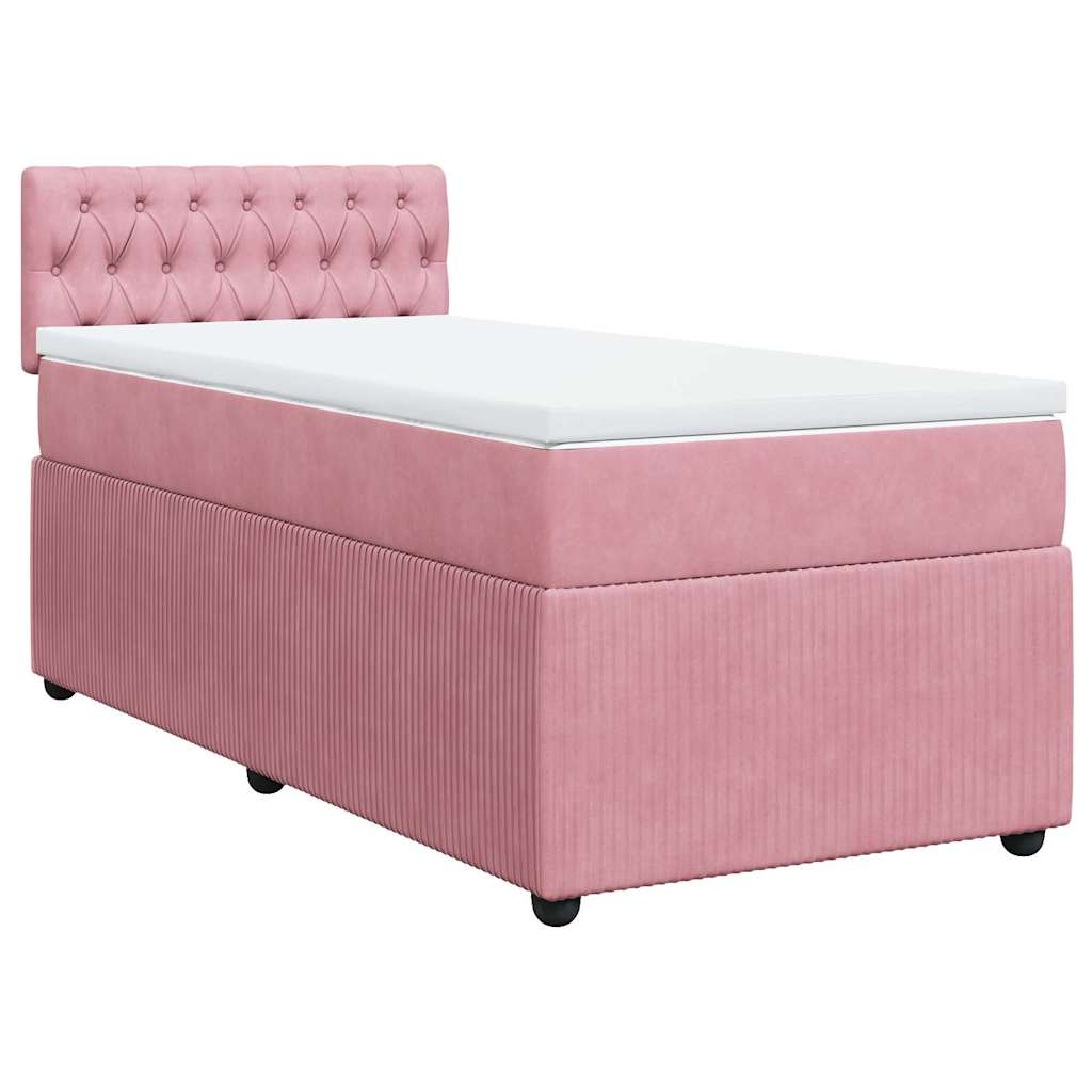 Giroletto a Molle con Materasso Rosa 90x200 cm in Velluto