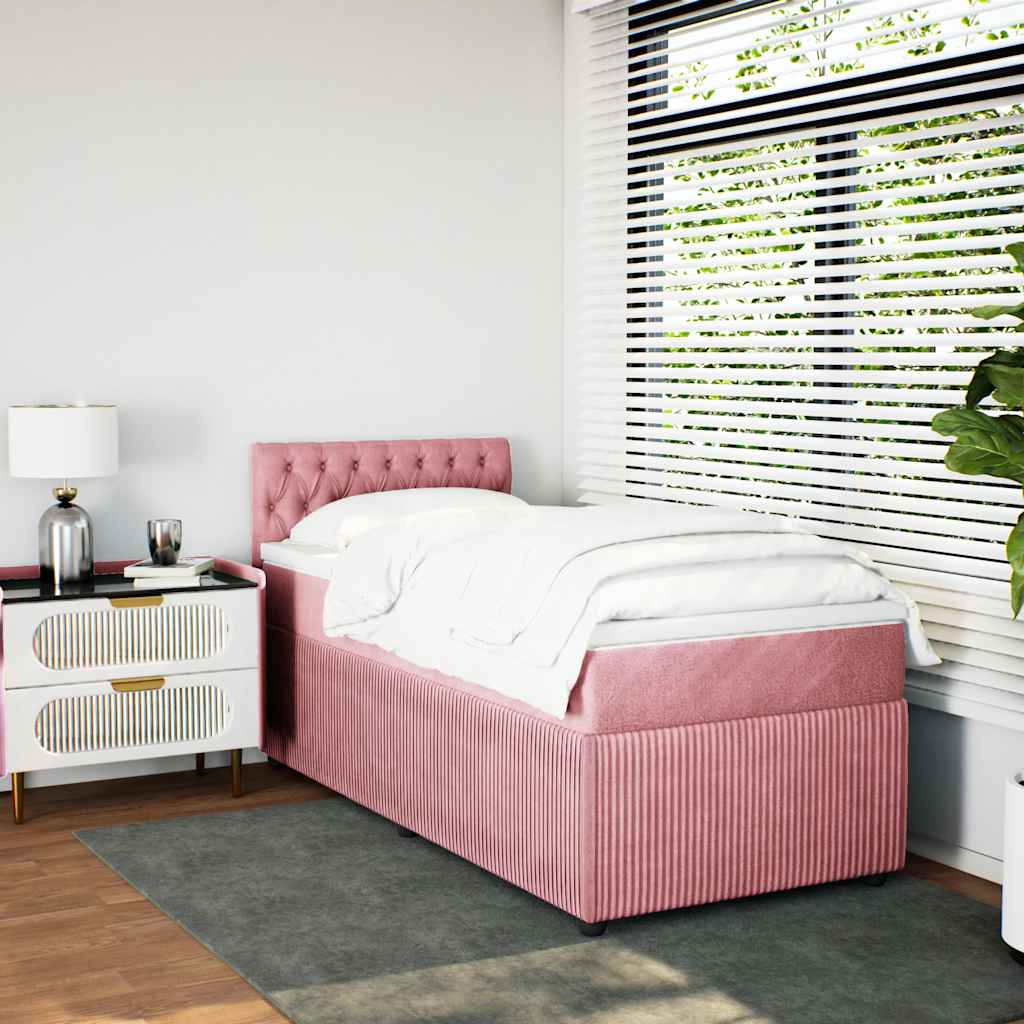 Giroletto a Molle con Materasso Rosa 90x200 cm in Velluto