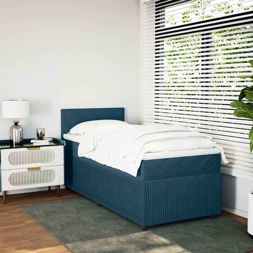Giroletto a Molle con Materasso Blu 90x200 cm in Velluto | homemem39