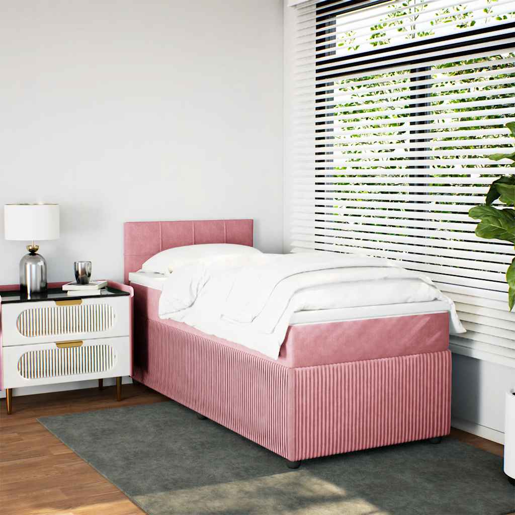 Giroletto a Molle con Materasso Rosa 90x200 cm in Velluto | homemem39