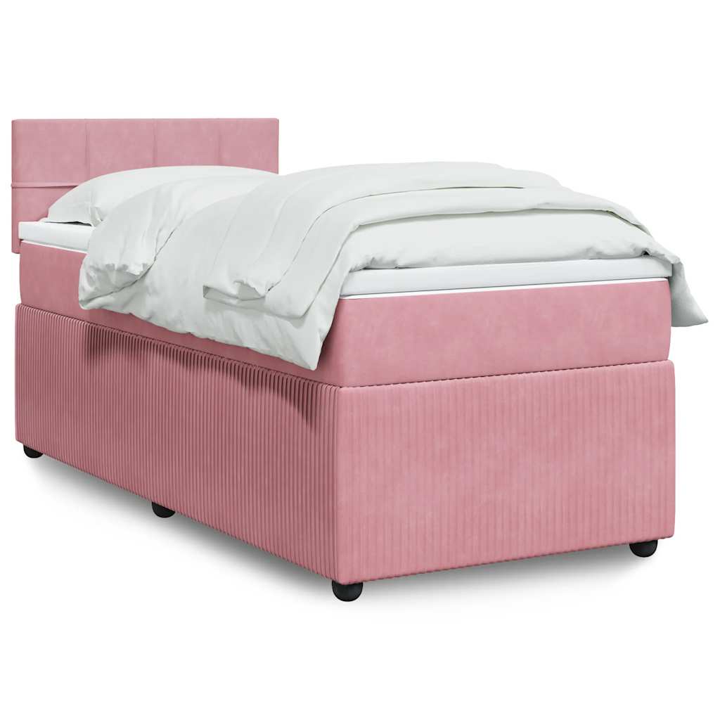 Giroletto a Molle con Materasso Rosa 90x200 cm in Velluto | homemem39